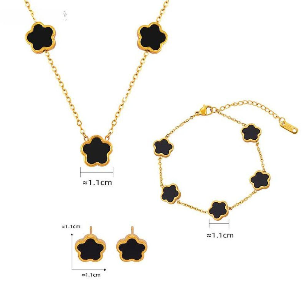 Colar e Pulseira Trevo - Brinde Brinco - Sundian - Sundian