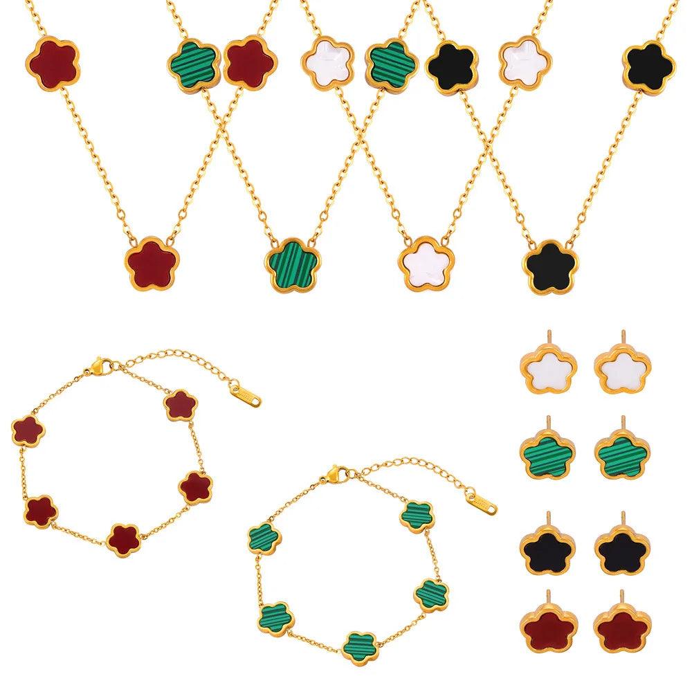 Colar e Pulseira Trevo - Brinde Brinco - Sundian - Sundian