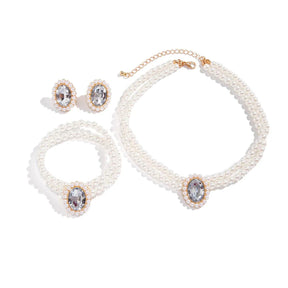 Conjunto Colar, Pulseira e Brinco de Pérolas - Sundian - Sundian