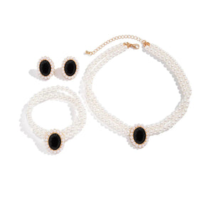 Conjunto Colar, Pulseira e Brinco de Pérolas - Sundian - Sundian