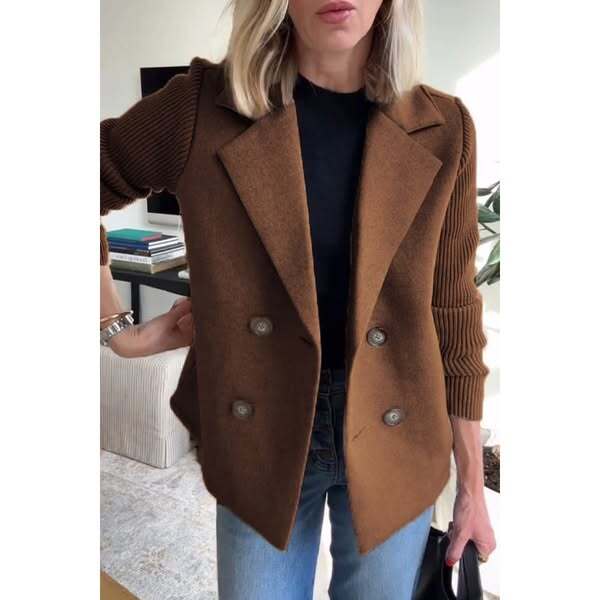 SORELLE™ - Elegant Knit-Sleeve Blazer