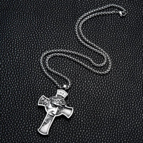 Crucifixion Pendant and Chain in Steel - Inri