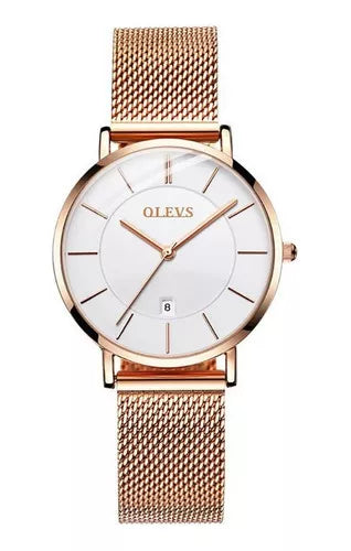 OLEVS Relógio Feminino Original Ultra Fino Minimalista à Prova D'água - Aço Inoxidável 5869 33mm