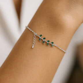 Pulsera Hojas Verdes Plata 925