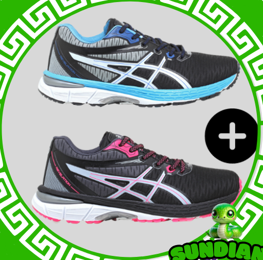 2 PARES Asics Revelation FEM e Masc COMPRE 1 LEVE 2