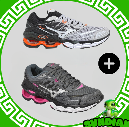 Compre 1 leve 2 Tênis Mizuno Wave 20 Pro Masc + Fem