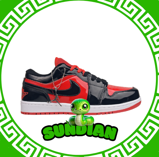 Air Jordan Low Preto e Vermelho Verniz