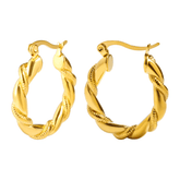 Brinco Argola Traçado Banhado a Ouro 18k - - Sundian - Sundian