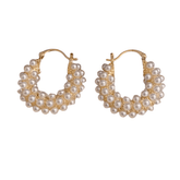 Brinco Redondo de Pérolas Banhado a Ouro 18k - Sundian