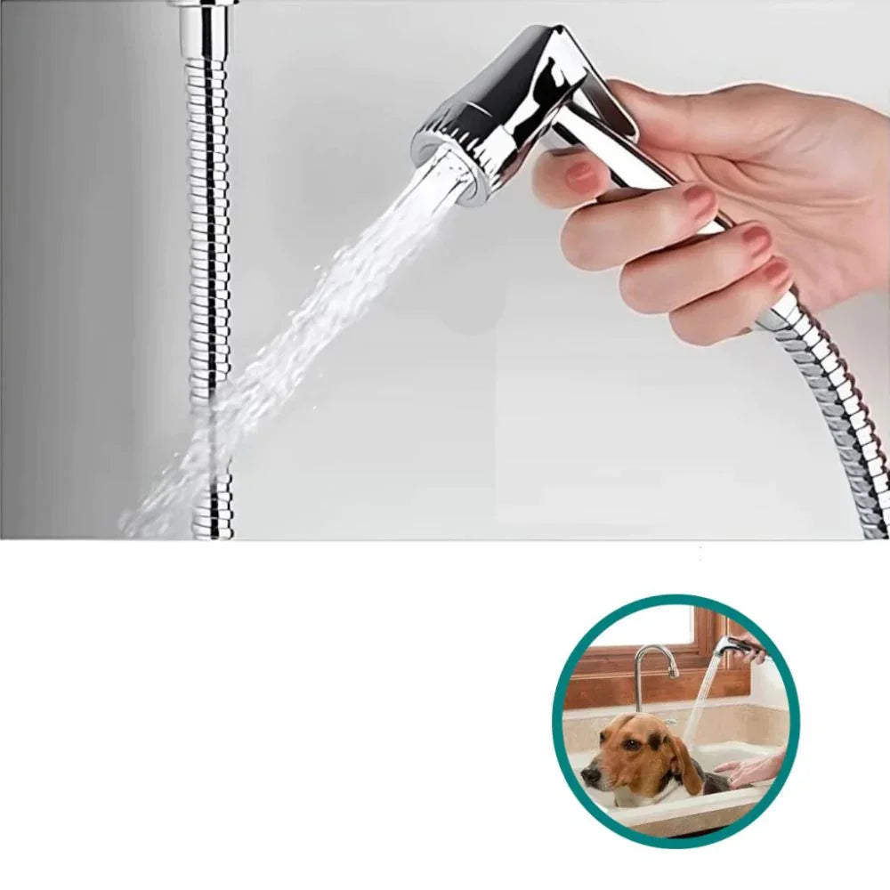 Complete Hygienic Shower 1.20m Chrome Metal with Shower Head