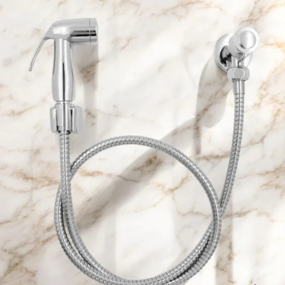 Complete Hygienic Shower 1.20m Chrome Metal with Shower Head