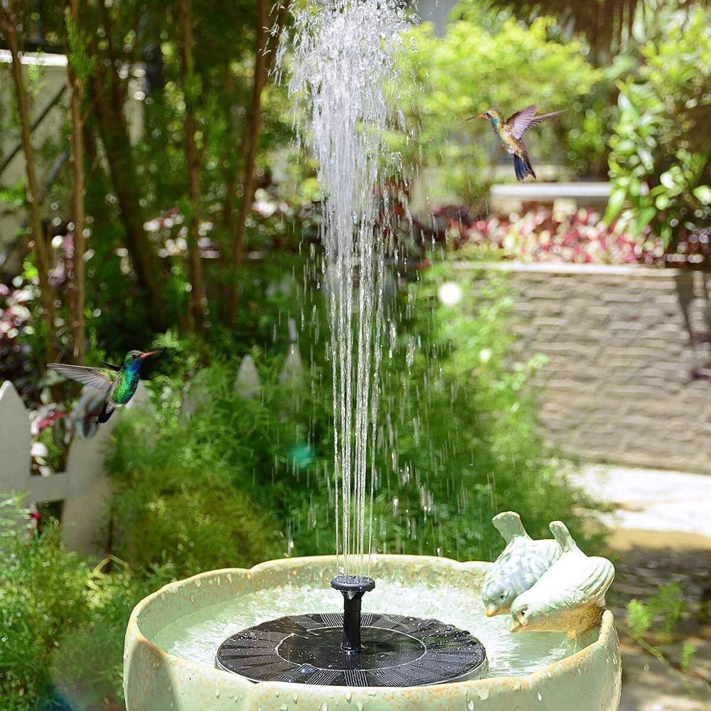 Fuente para pájaros con panel solar - Decoración de jardín