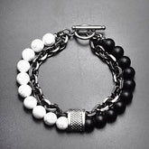 Pulsera de metal y piedra para hombre - Ojo de tigre