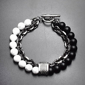 Pulsera de metal y piedra para hombre - Ojo de tigre