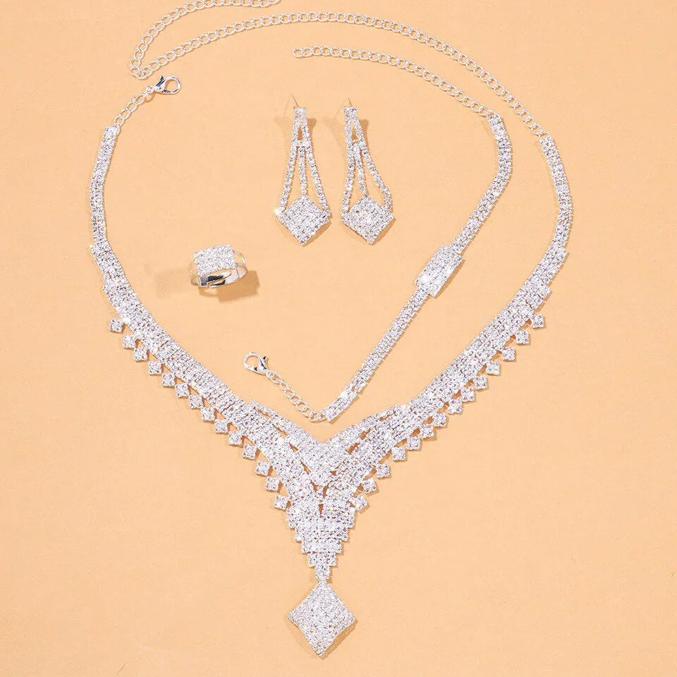 Conjunto 4 Peças em Prata 925 com Zircônia
