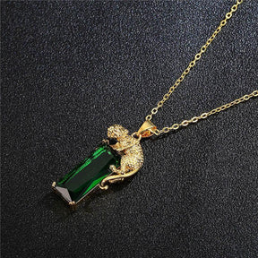 Collar rectangular dorado - leopardo