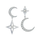 Par de Pendientes Luna Estrella con Circonitas en Plata 925