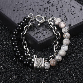 Pulsera de metal y piedra para hombre - Ojo de tigre