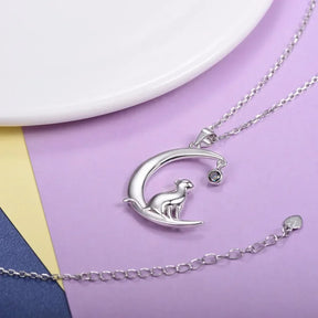 Collar Gatito en la Luna en Plata de Ley 925