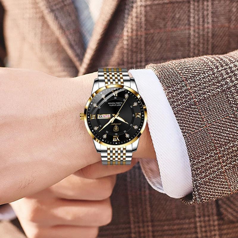 Relógio Casual Masculino quartzo - Aço inoxidável – Visual encantador para brilhar