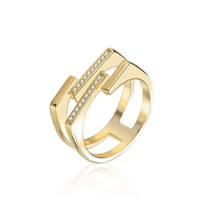 Anel Tizzi com Cristais e Banhado 18K - Sundian