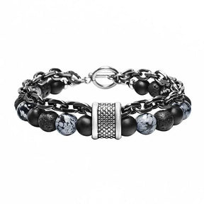 Pulsera de metal y piedra para hombre - Ojo de tigre