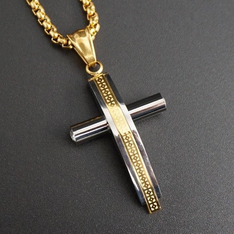 Gold or Silver Plated Parabolic Crucifix Chain
