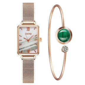 Seraphina Rectangular Watch and Bracelet 