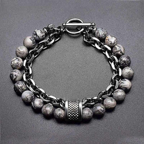 Pulsera de metal y piedra para hombre - Ojo de tigre