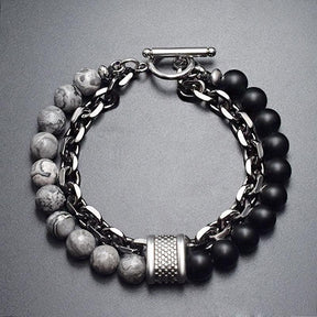 Pulsera de metal y piedra para hombre - Ojo de tigre