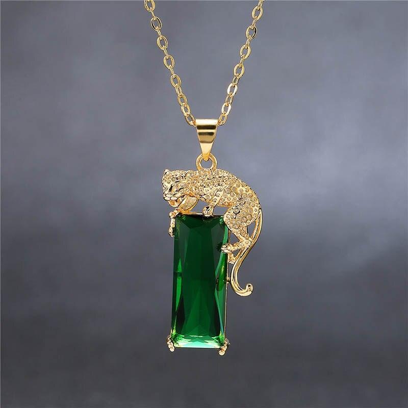 Collar rectangular dorado - leopardo