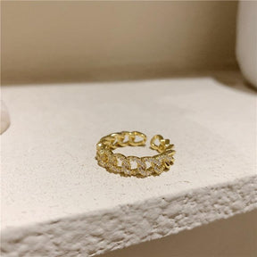 Anel Arc Cravejado de Cristais e Banhado 18K - Sundian