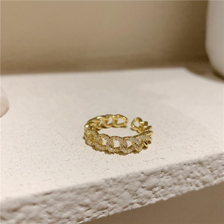 Anel Arc Cravejado de Cristais e Banhado 18K - Sundian