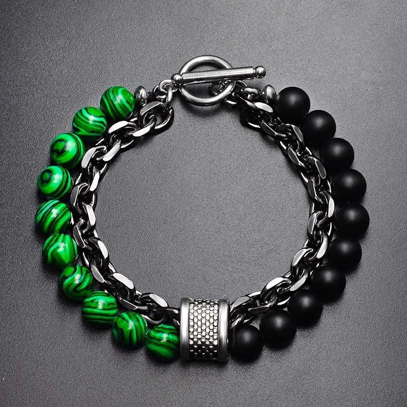Pulsera de metal y piedra para hombre - Ojo de tigre