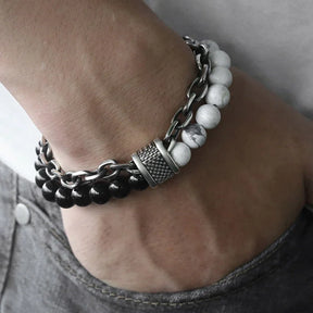 Pulsera de metal y piedra para hombre - Ojo de tigre