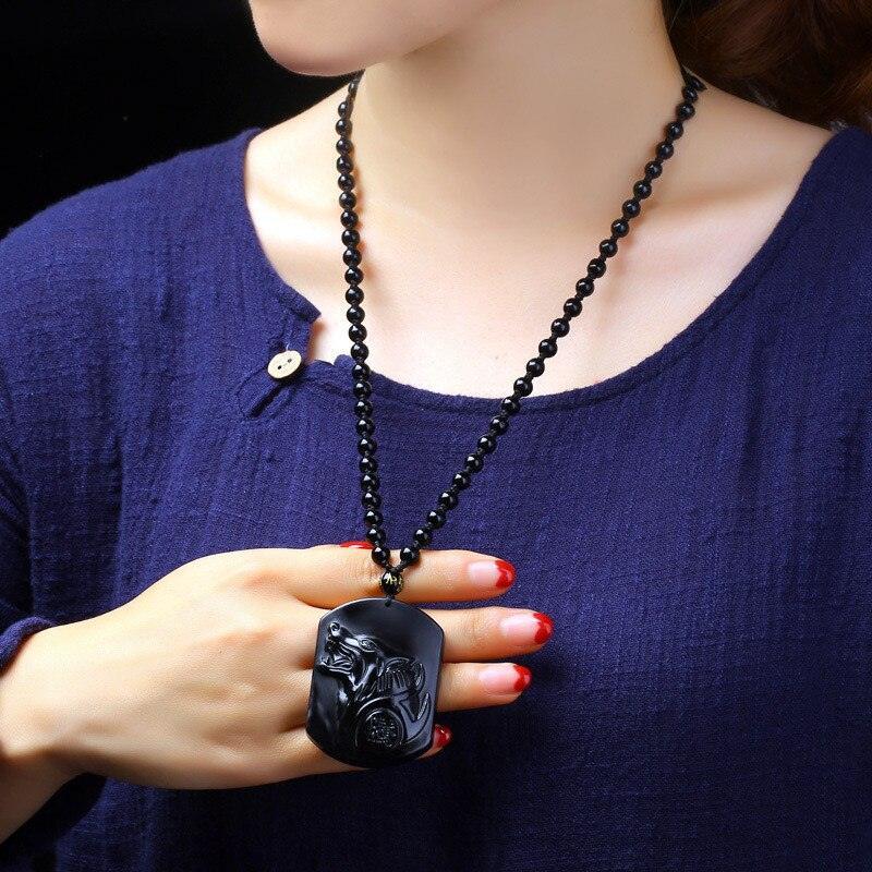 Cadena ajustable de obsidiana - Lobo Negro