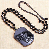 Cadena ajustable de obsidiana - Lobo Negro