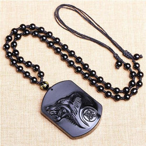 Cadena ajustable de obsidiana - Lobo Negro