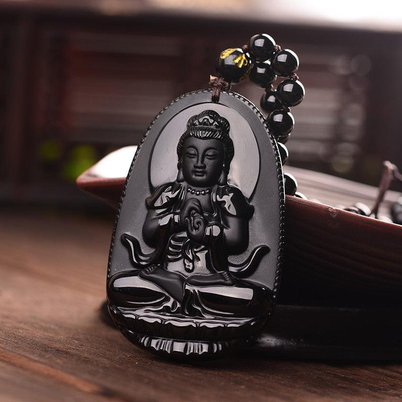 Obsidian Necklace - Awakening of the Buddha
