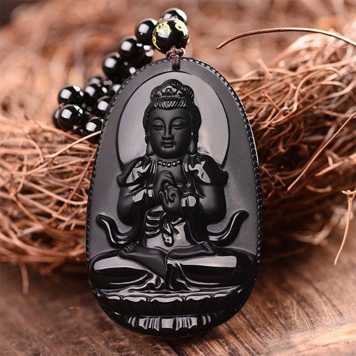 Obsidian Necklace - Awakening of the Buddha