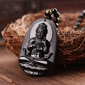 Obsidian Necklace - Awakening of the Buddha