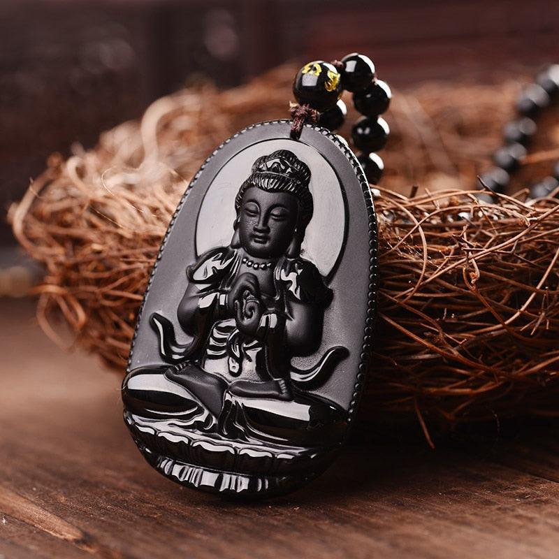 Obsidian Necklace - Awakening of the Buddha