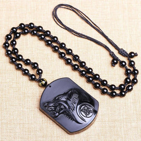 Cadena ajustable de obsidiana - Lobo Negro