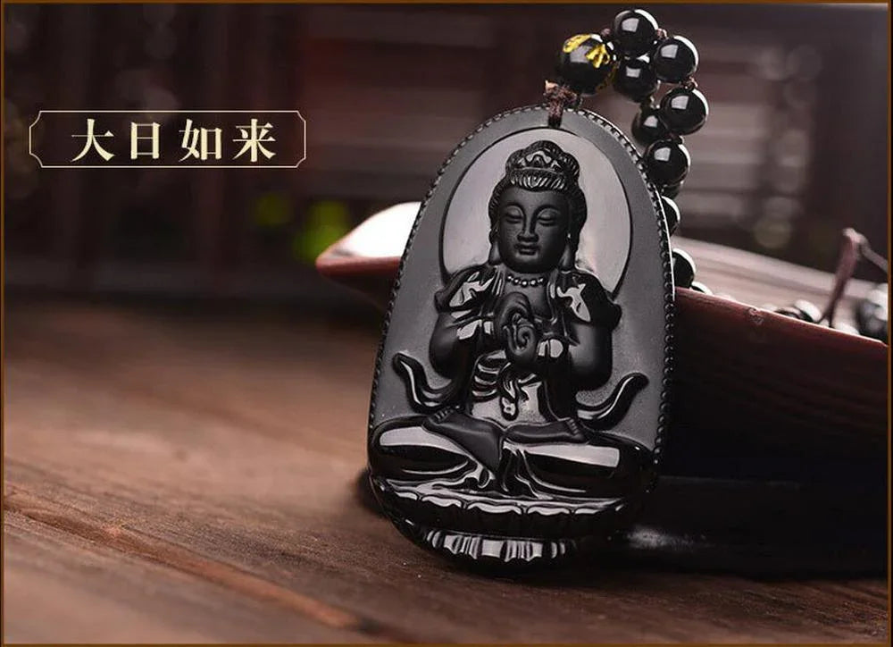 Obsidian Necklace - Awakening of the Buddha