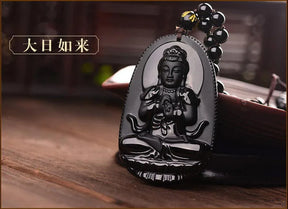 Obsidian Necklace - Awakening of the Buddha