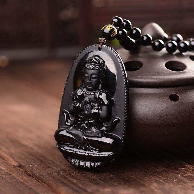 Obsidian Necklace - Awakening of the Buddha