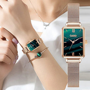 Seraphina Rectangular Watch and Bracelet 