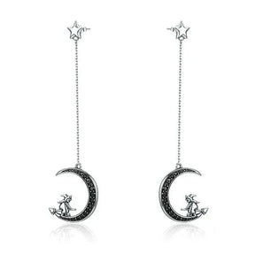 Par de pendientes de bruja lunar en plata 925