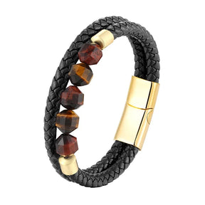 Pulsera de ojo de tigre - Cuero genuino