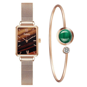 Seraphina Rectangular Watch and Bracelet 